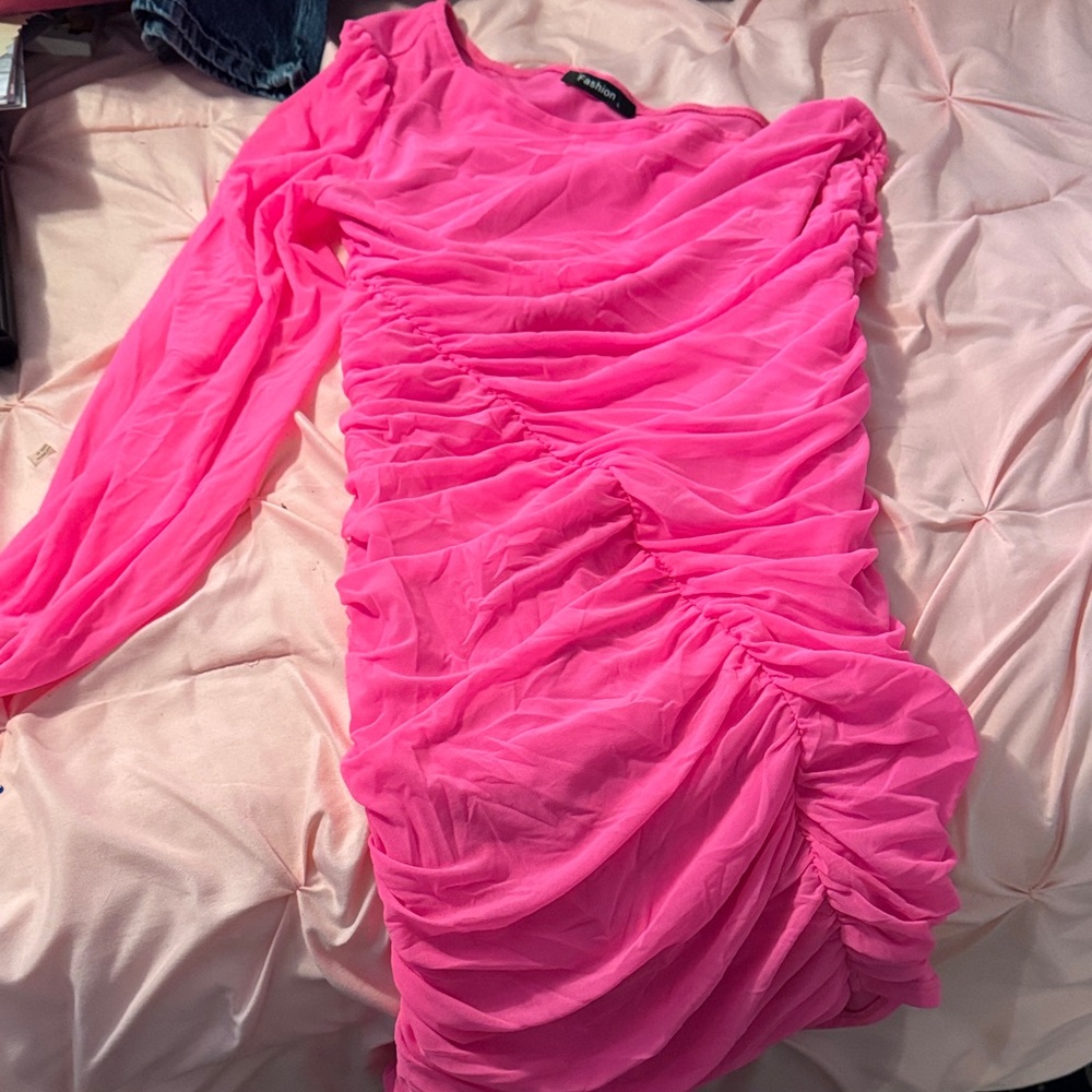 Elegant Pink Ruched Dress